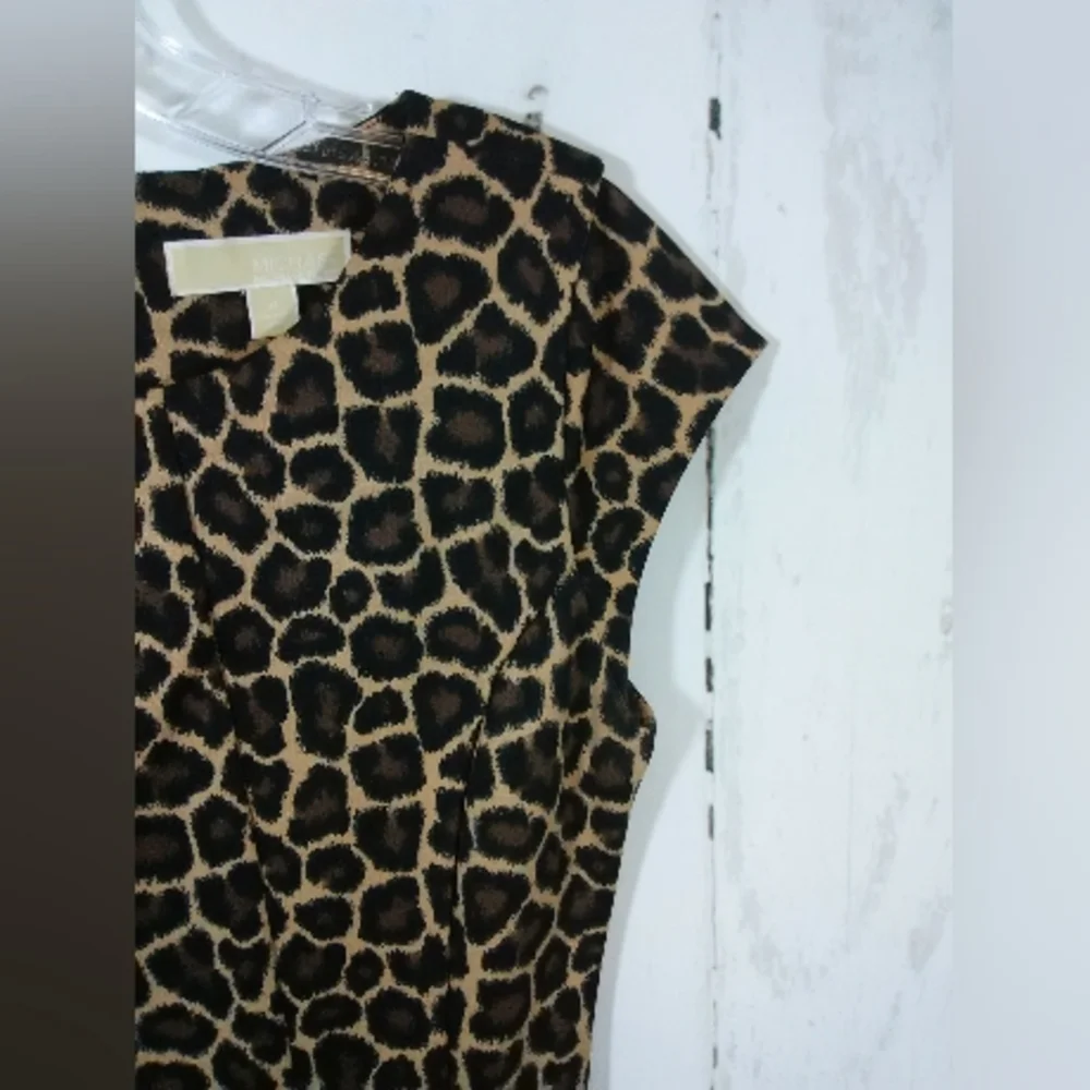 Michael Kors Dress Leopard‎ Animal Print Shift Swing Cap Sleeve Size 4